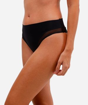 calcinha biquíni feminina com tule cintura alta preta