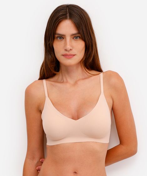 sutiã triângulo feminino com bojo removível bege