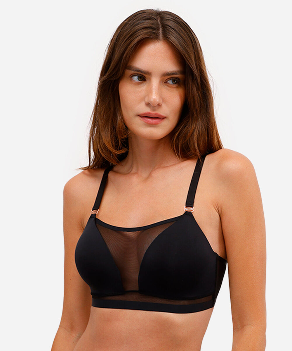 sutiã triângulo feminino com tule preto