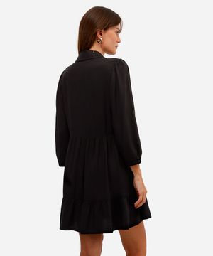 vestido chemise curto feminino de viscose preto