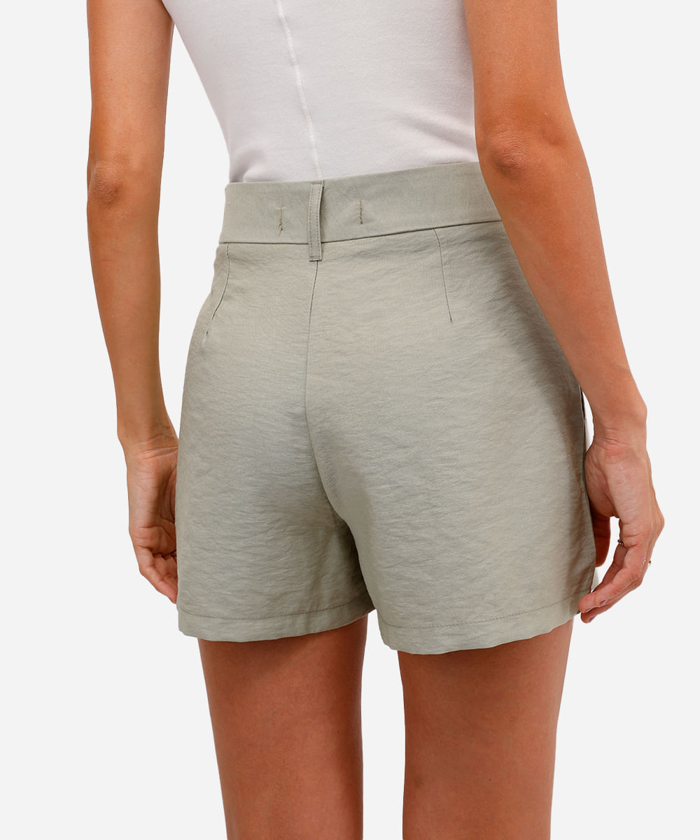 short de alfaiataria feminino texturizado verde