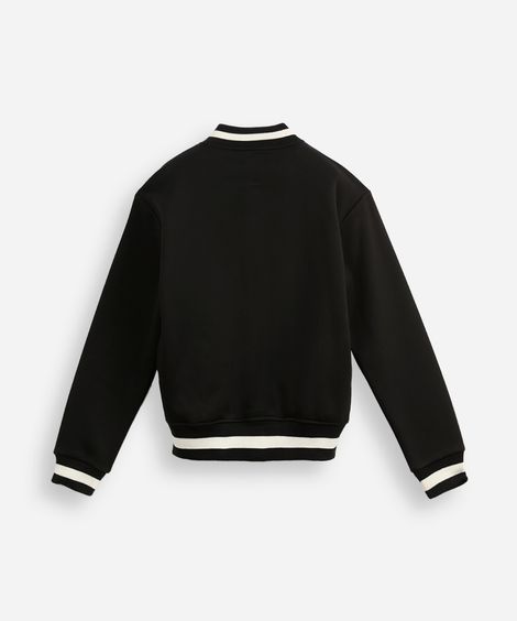 jaqueta bomber juvenil de moletom college preta