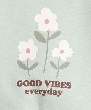 conjunto longo infantil de moletom good vibes everyday verde