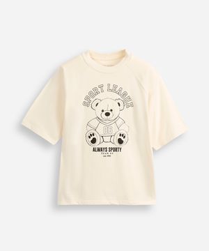 camiseta oversized juvenil de algodão sport league bege