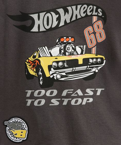 camiseta de algodão infantil hot wheels cinza