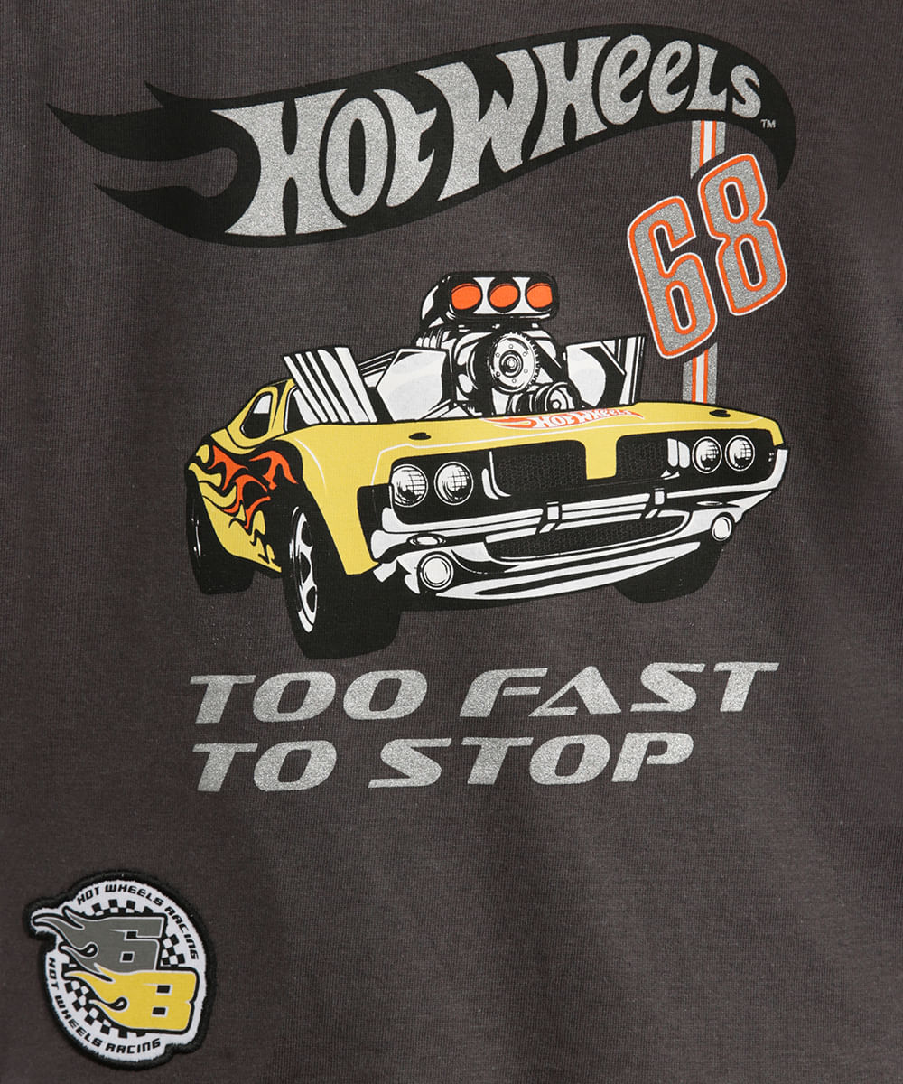 camiseta de algodão infantil hot wheels cinza