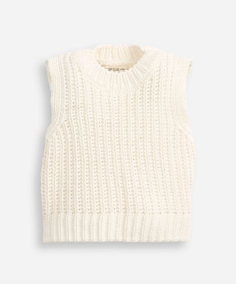 colete infantil de tricot texturizado off white