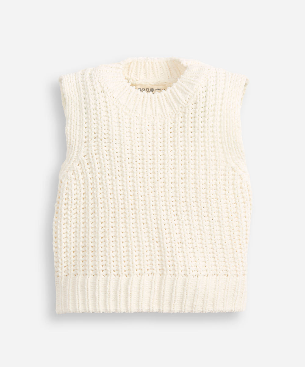 colete infantil de tricot texturizado off white