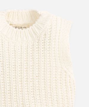 colete infantil de tricot texturizado off white