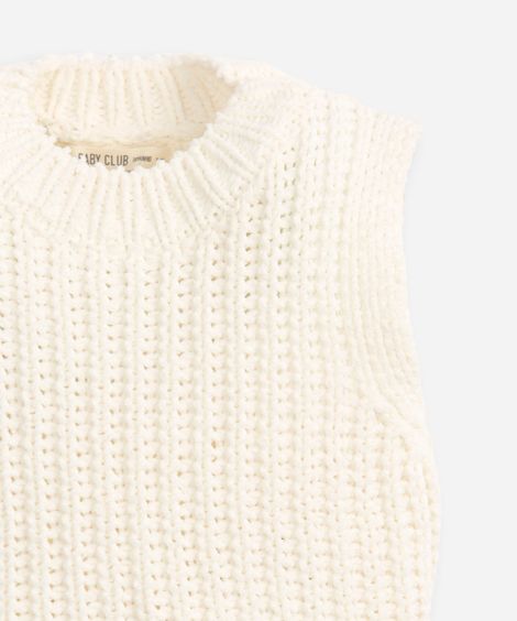colete infantil de tricot texturizado off white