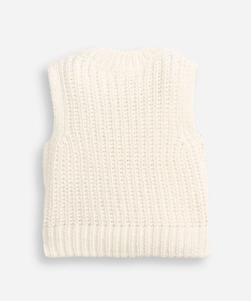 colete infantil de tricot texturizado off white