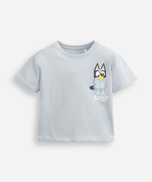 blusa infantil de algodão com glitter bluey e bingo azul