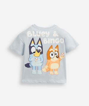 blusa infantil de algodão com glitter bluey e bingo azul