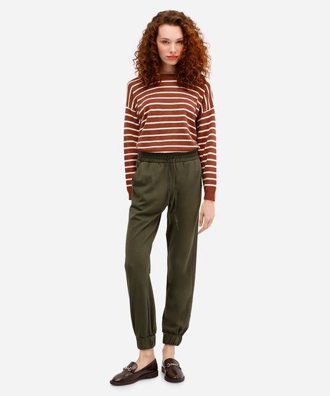 calça jogger básica feminina de moletom verde