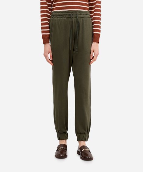 calça jogger básica feminina de moletom verde