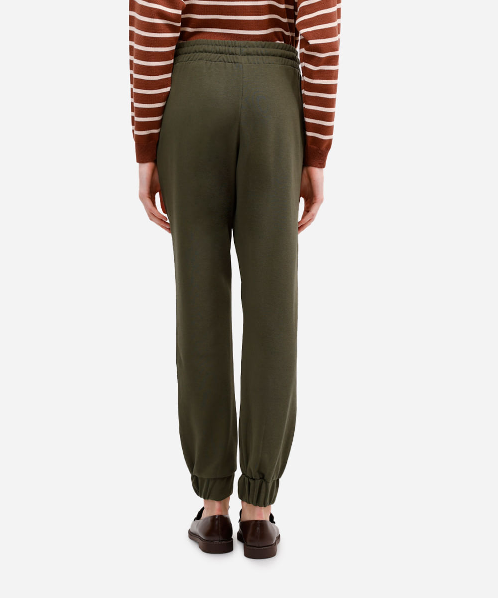 calça jogger básica feminina de moletom verde