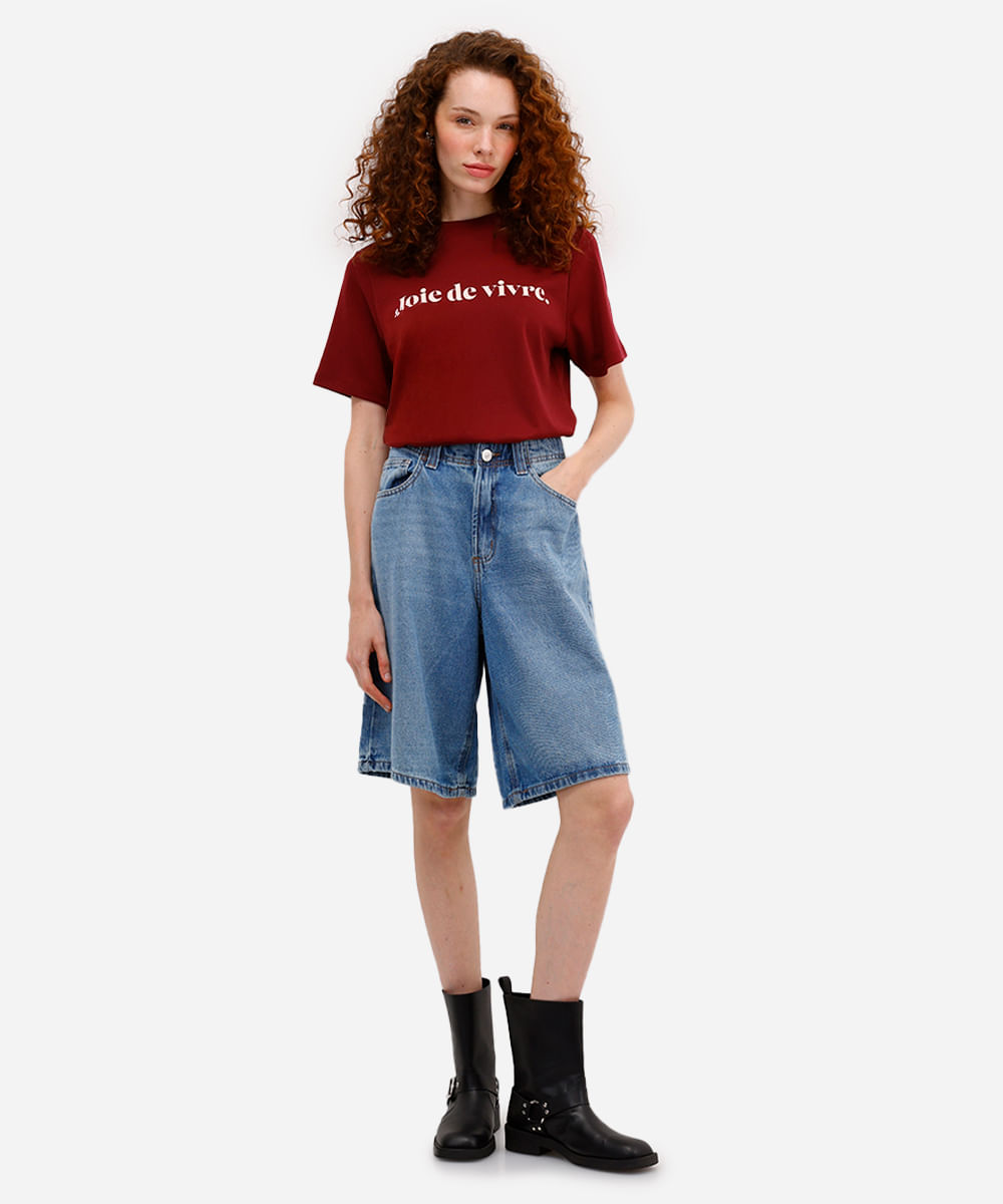 camiseta feminina de algodão peruano joie de vivre vinho