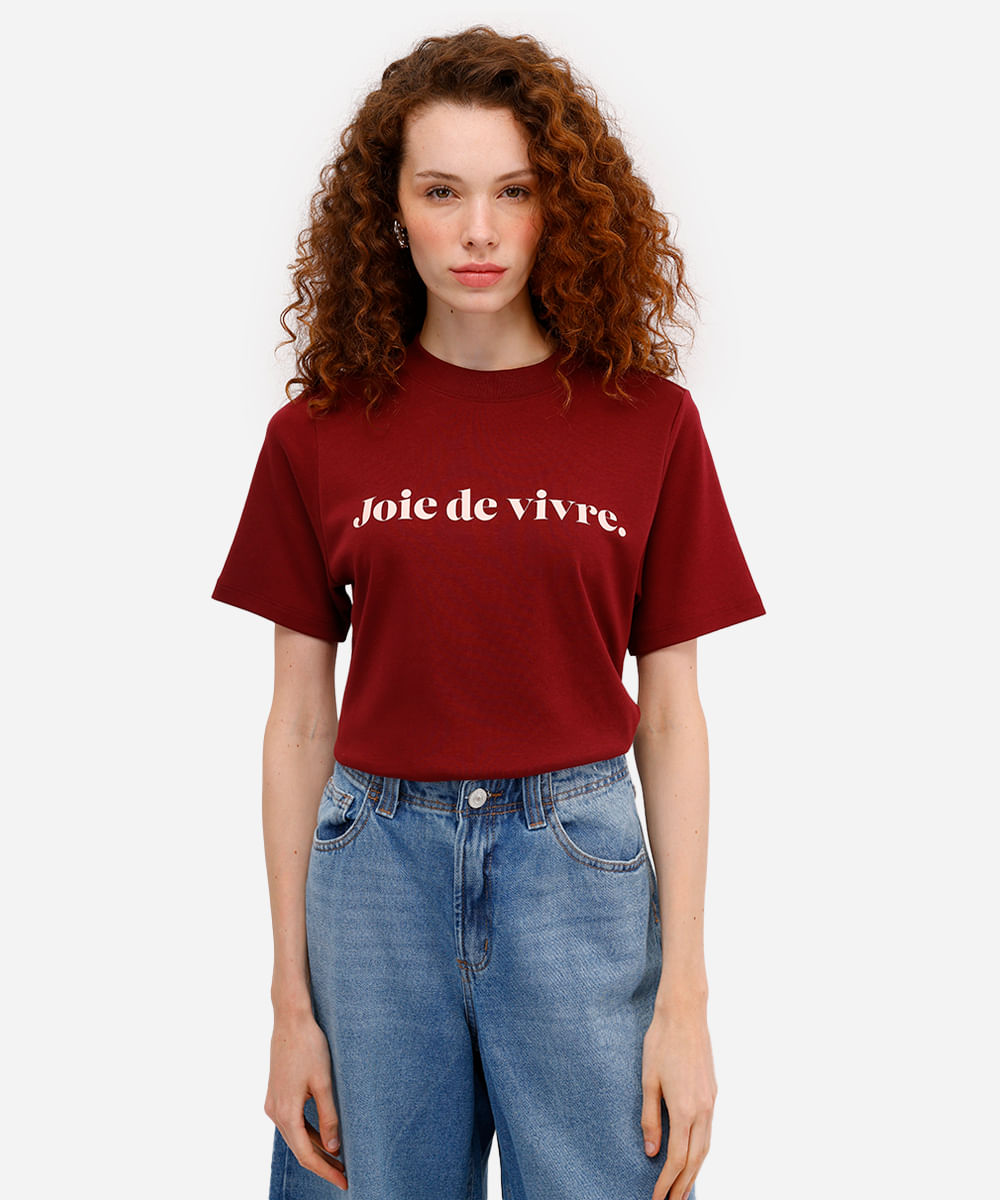 camiseta feminina de algodão peruano joie de vivre vinho