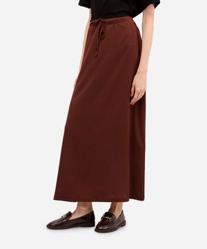 saia longa básica feminina texturizada marrom