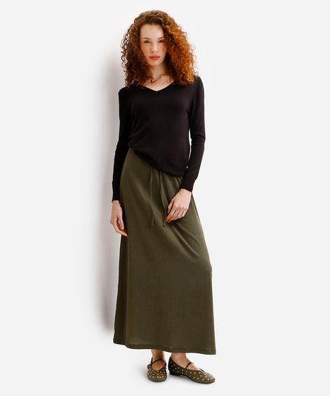 saia longa básica feminina texturizada verde