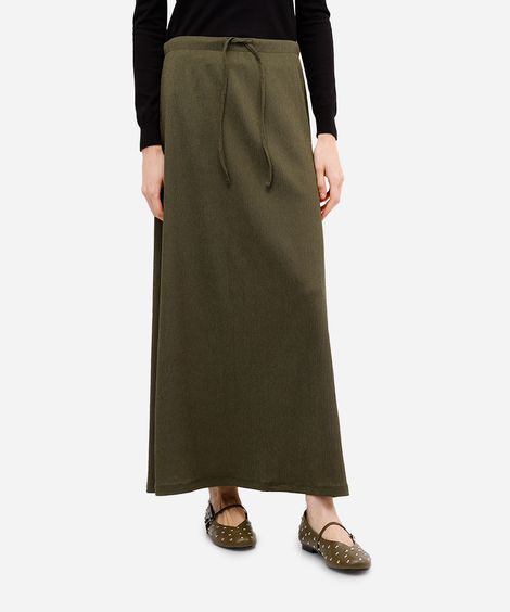 saia longa básica feminina texturizada verde