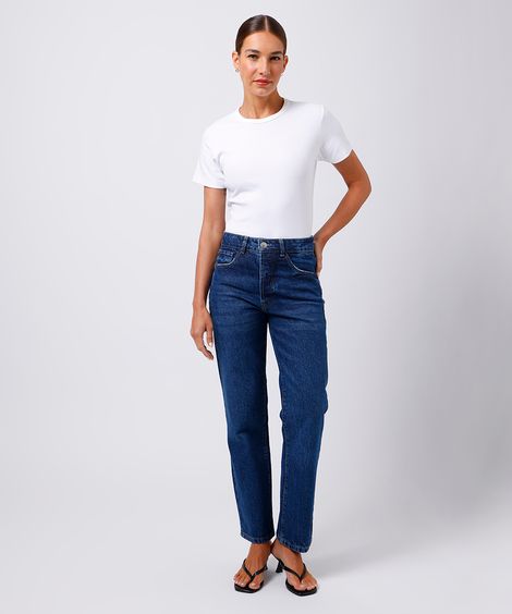 calça feminina jeans reta mindset azul