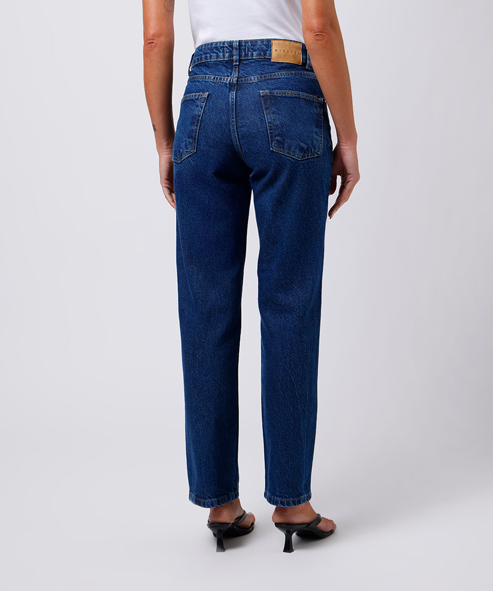calça feminina jeans reta mindset azul