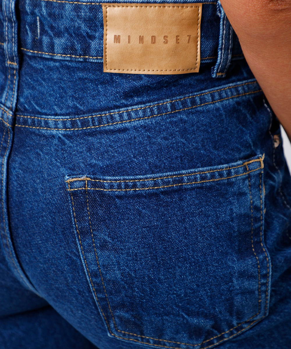 calça feminina jeans reta mindset azul