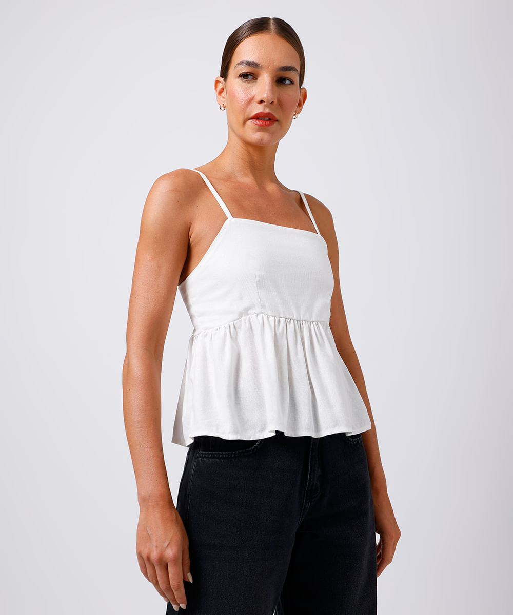 bata feminina com linho mindset off white