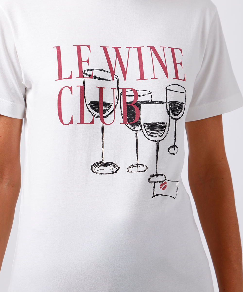 camiseta feminina de algodão wine club mindset off white