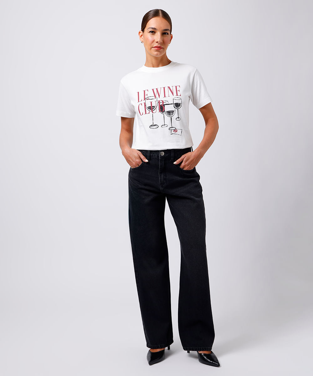 camiseta feminina de algodão wine club mindset off white