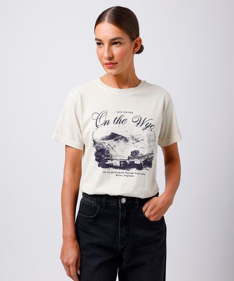 camiseta feminina de algodão on the wye mindset bege