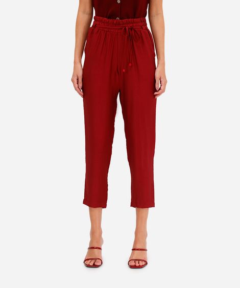 calça feminina de viscose cós elástico vinho