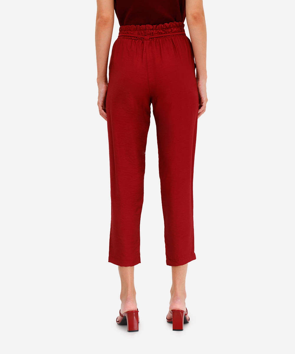 calça feminina de viscose cós elástico vinho