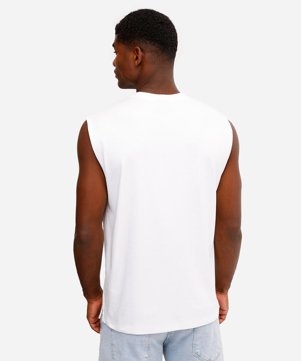 regata de algodão peruano alça larga branca