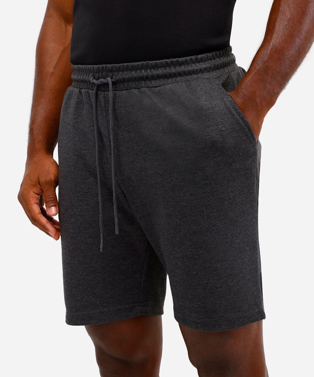 bermuda básica relaxed - cinza mescla escuro