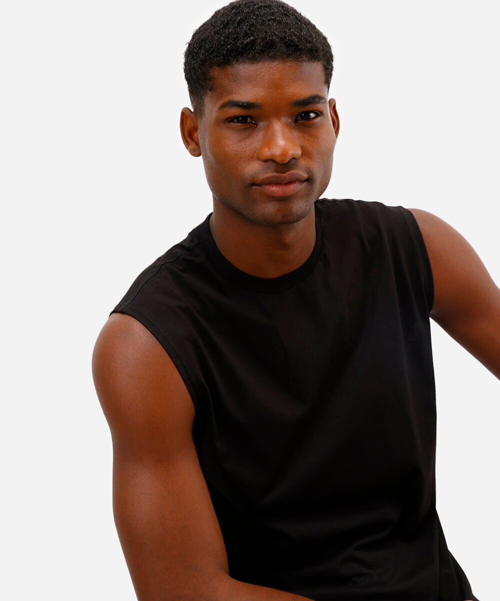 regata machão básica comfort de algodão preta