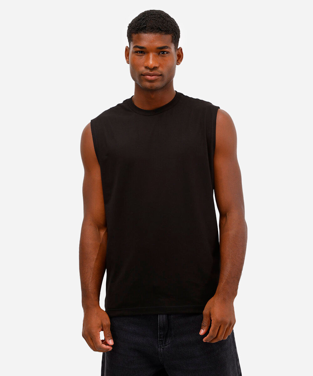 regata machão básica comfort de algodão preta