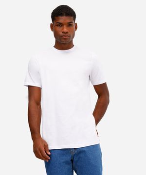 camiseta alongada de algodão básica branca
