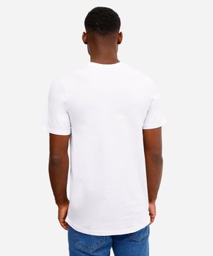 camiseta alongada de algodão básica branca