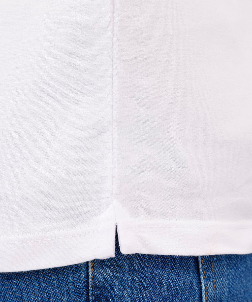 camiseta alongada de algodão básica branca
