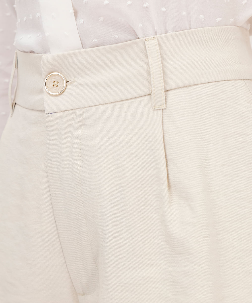 short de alfaiataria feminino texturizado bege