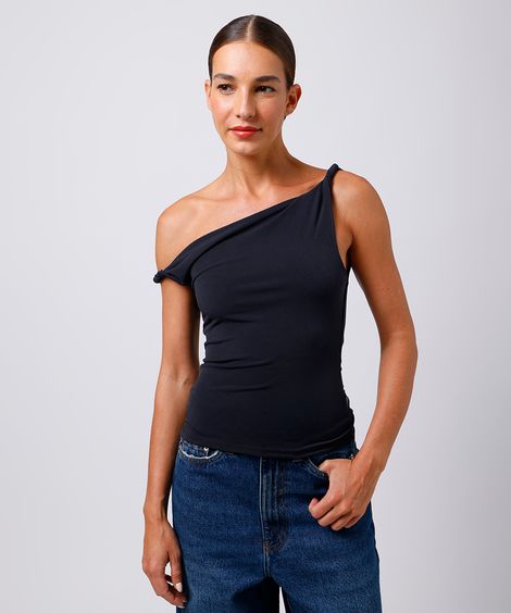 blusa feminina decote assimétrico mindset preto