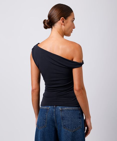 blusa feminina decote assimétrico mindset preto