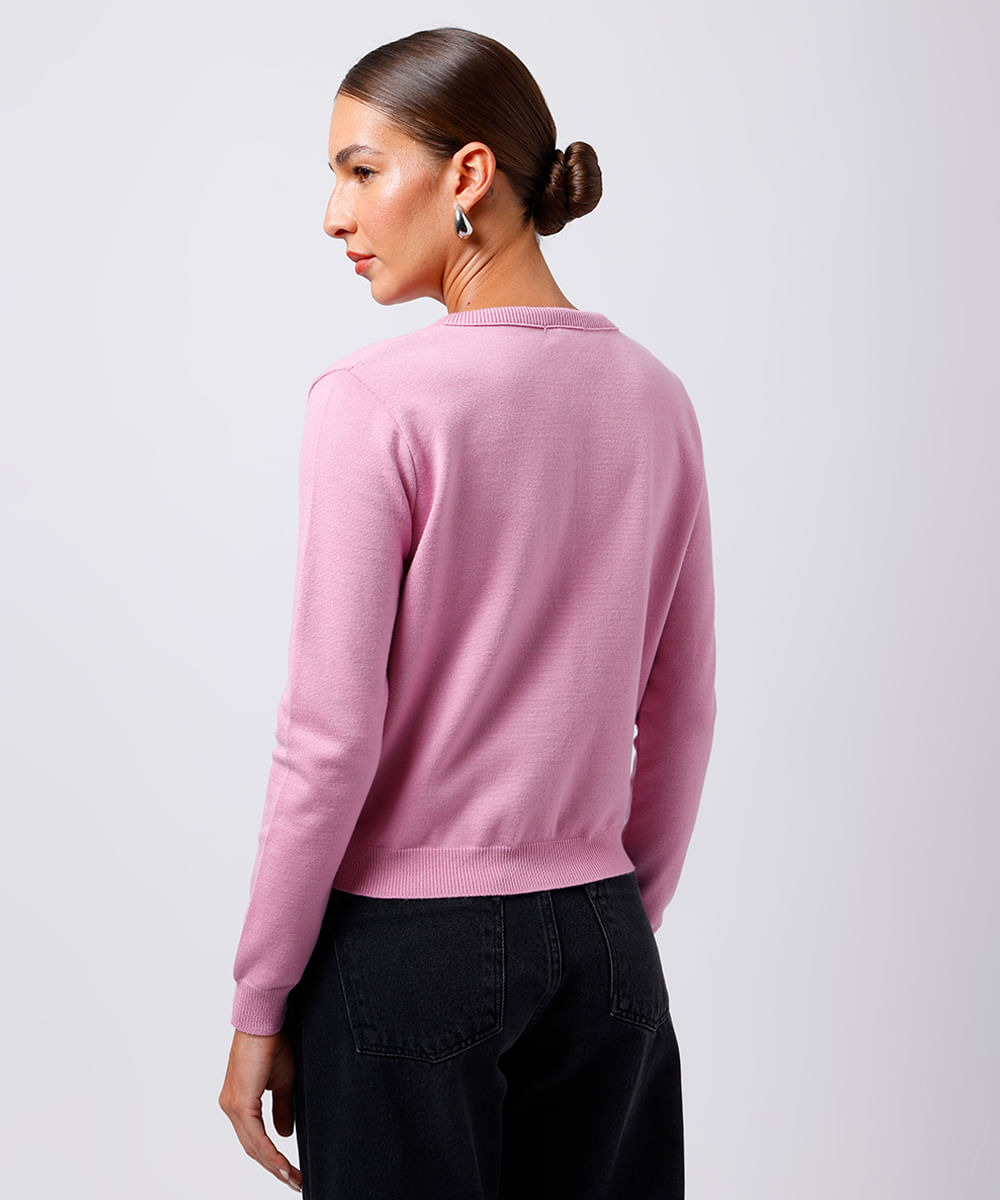 cardigan feminino de tricot mindset rosa