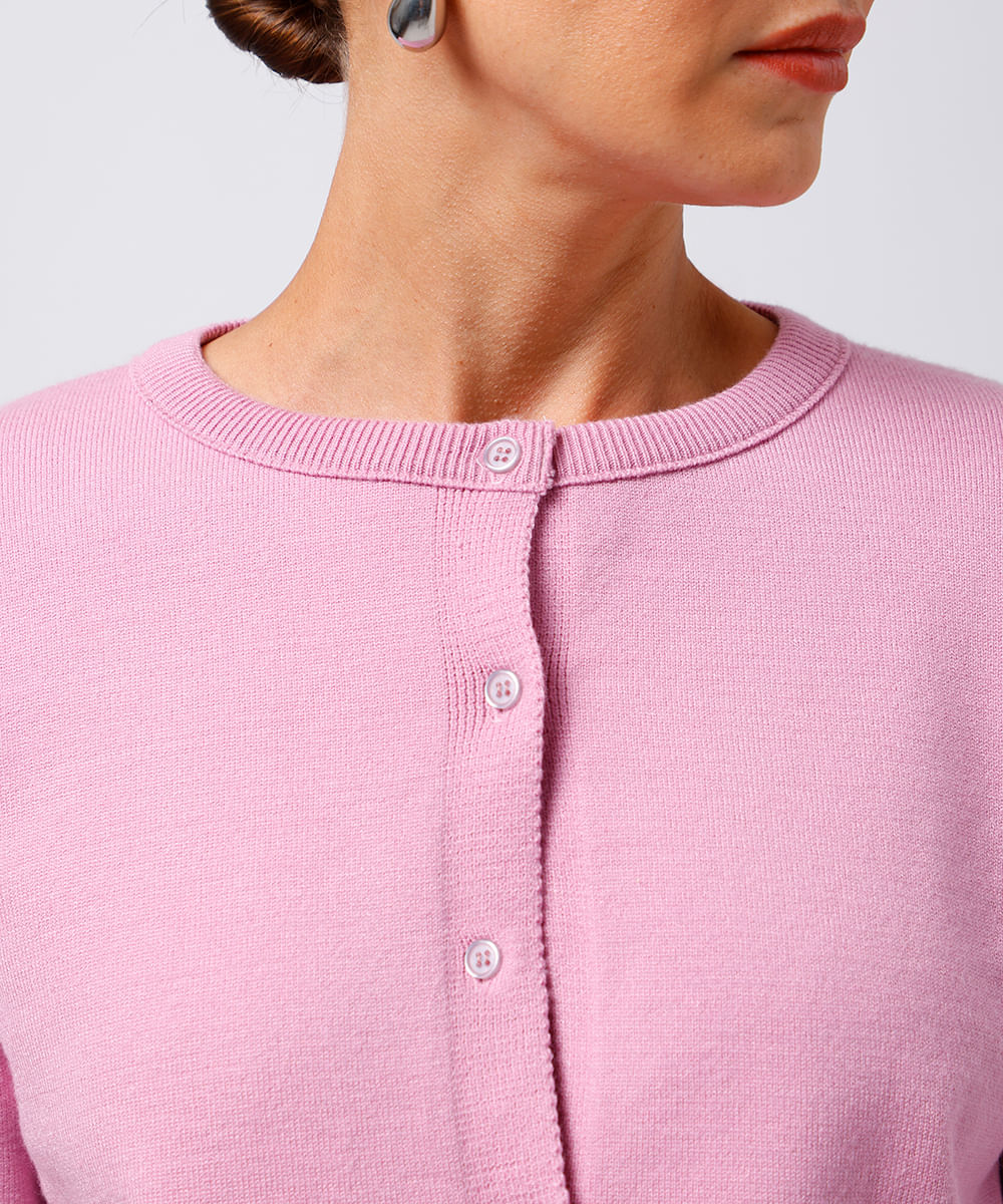 cardigan feminino de tricot mindset rosa