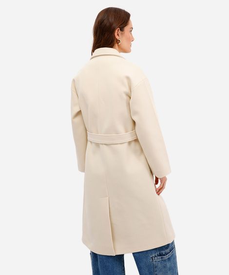 casaco trench coat feminino com faixa bege