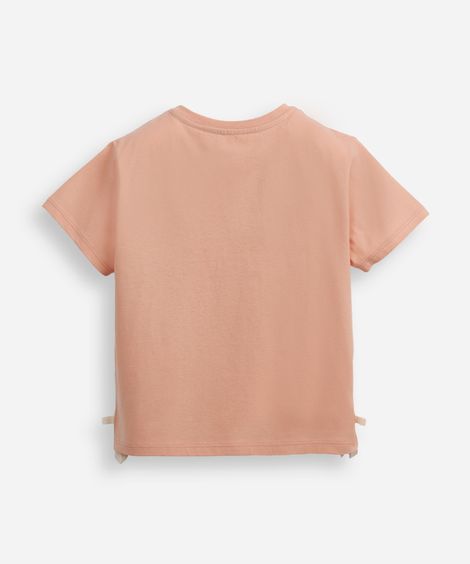 camiseta de algodão infantil lacinho na lateral rosa