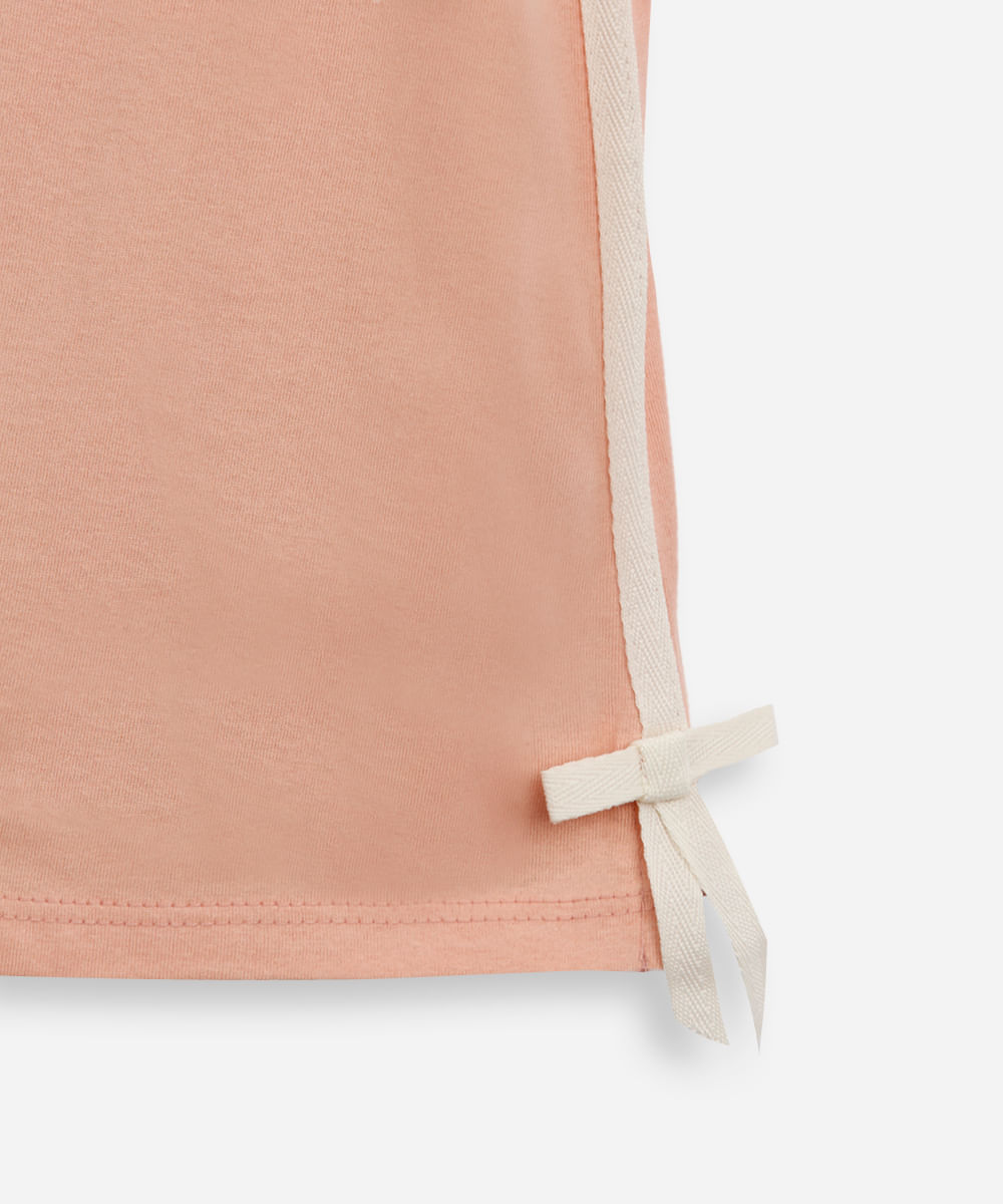 camiseta de algodão infantil lacinho na lateral rosa