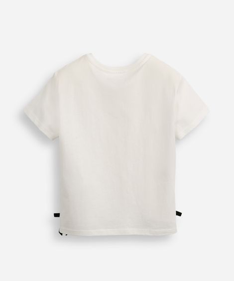 camiseta de algodão infantil lacinho na lateral off white